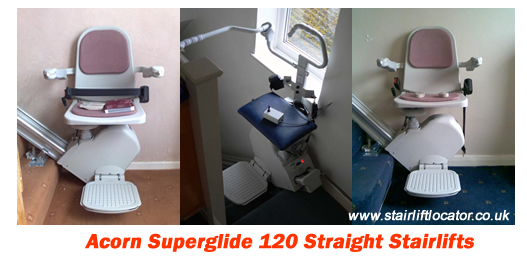 Acorn 120 Stairlift Photos in the middle is a photo of an Acorn Perch Standing Stairlift