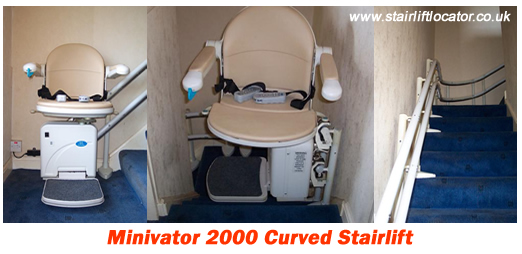 Stairlift Photos of the Minivator 2000 curved stairlift