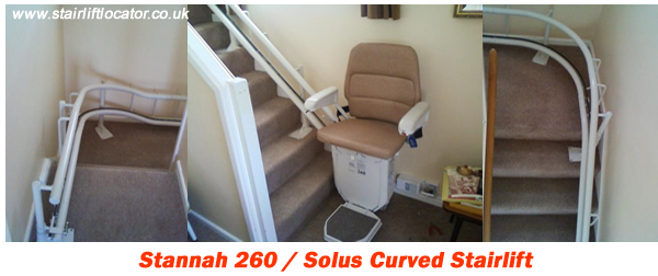 Stairlift Photos of the Stannah 260 Solus Curved Stairlift
