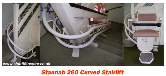 Stairlift Photos of the Stannah 260 Curved Stairlift